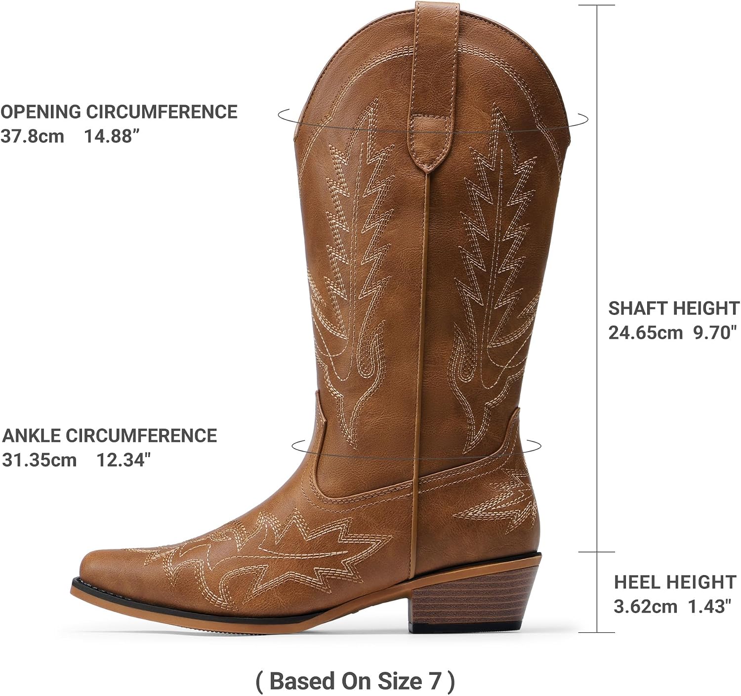 DREAM PAIRS Cowboy Boots for Women Cowgirl Mid Calf Boots Pointed Toe Embroidered Western Boots Chunky Low Heel for Country Music Festivals Theme Party and Concert
