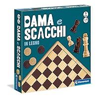 Clementoni - Dama e Scacchi in Legno, Gioco da Tavolo Ragazzi 6+ Anni e Adulti