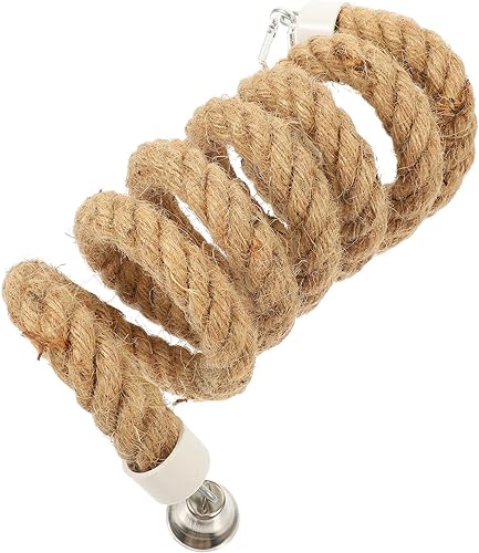 Miniatura 8 de Ipetboom Cuerda en espiral para pájaro, perca, yute, loro, escalada, juguetes de pie, juguetes para masticar, juguetes elásticos para pájaros, 4.9ft