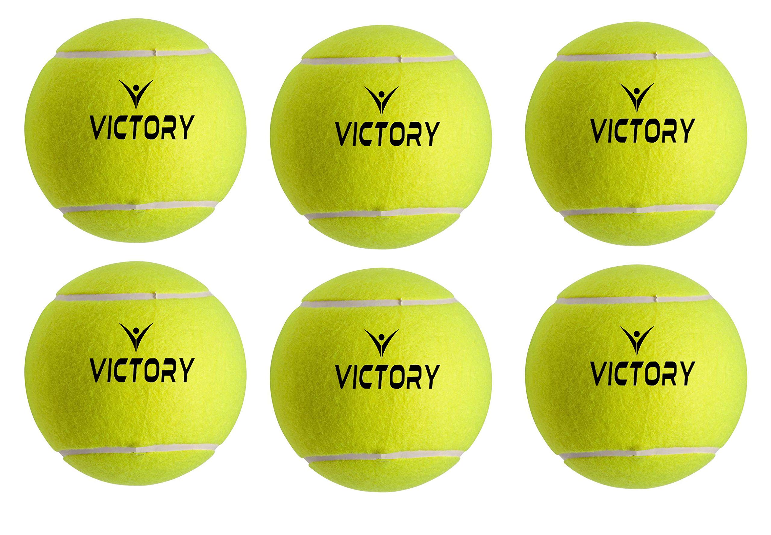 VICTORY Cricket Tennis Balls (Pack of 6) (Yellow)