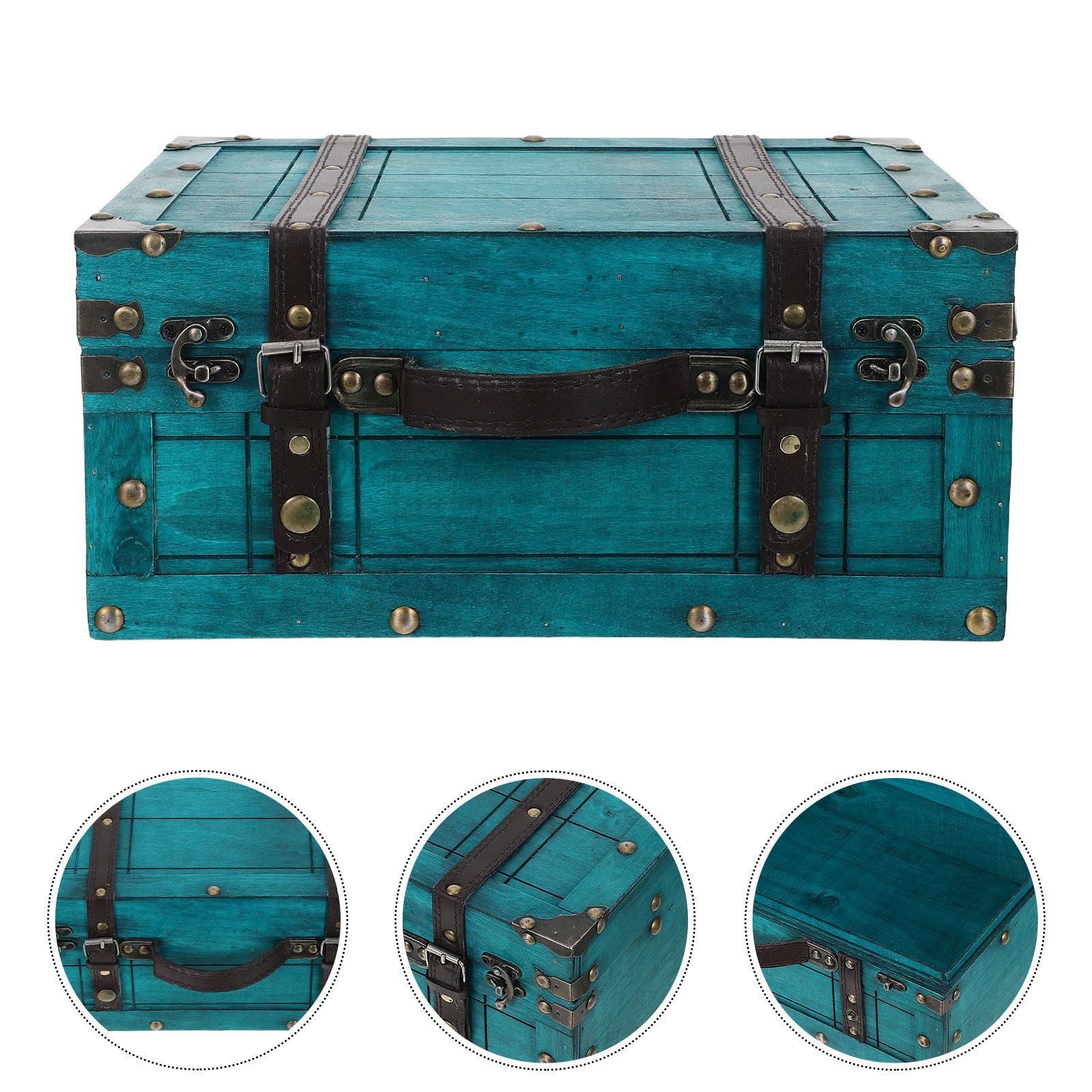 Antique Wooden Storage Chest with Lid Handcrafted Vintage Jewelry Box Wooden Vintage Suitcase for Keepsakes Weddings And Collectibles