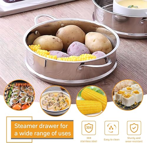 Steamer Basket for Vegetables, Stainless Steel Steamer Basket, Insert for Steaming, 20 cm Inner Diameter, Food Grade 304 Stainless Steel, Durable, Healthier, Faster Cooked - 6