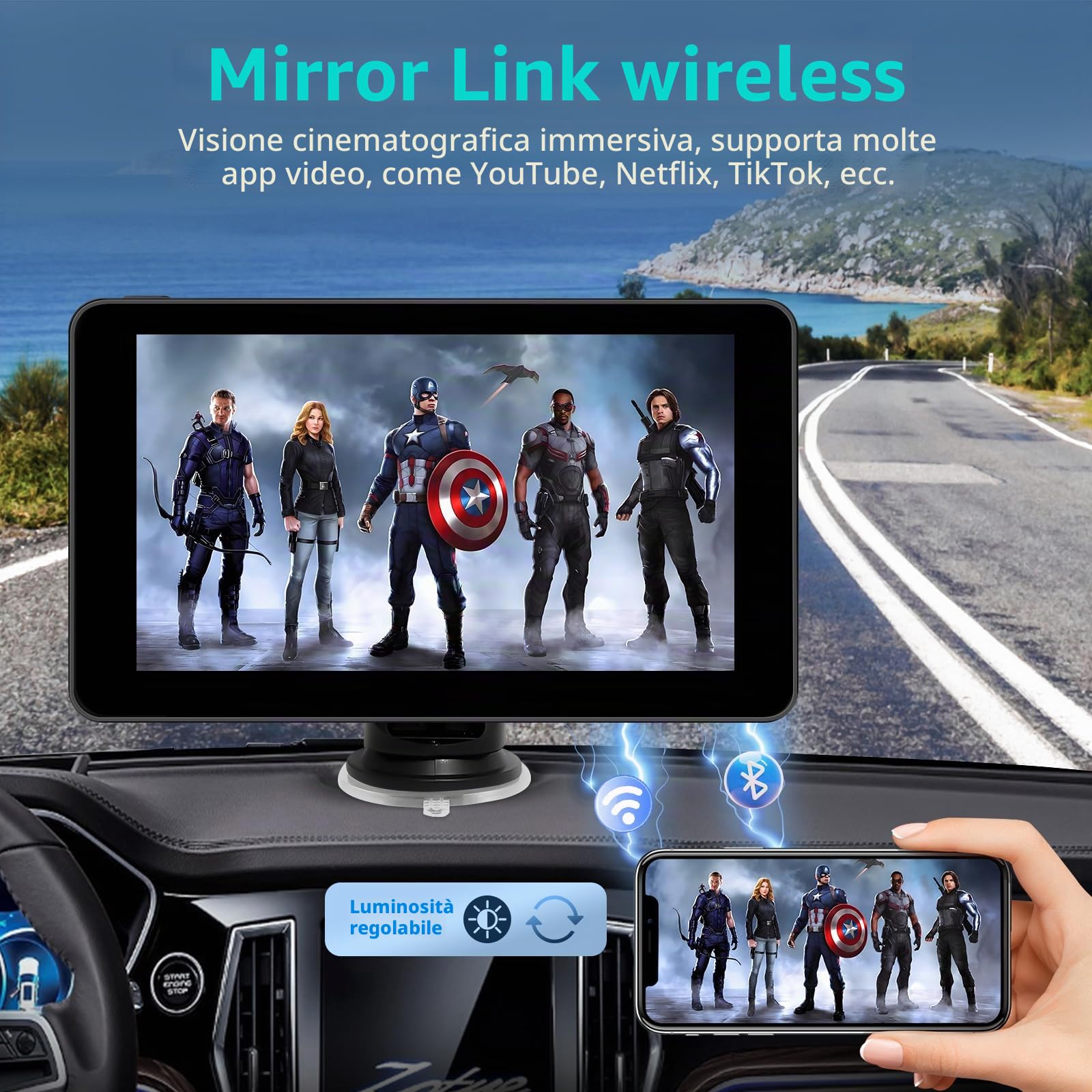 Schermo automatico di Android dello schermo del gioco dell'automobile di Apple a 7 pollici, Tablet dell'automobile con Bluetooth/FM/AUX, supporto Mirror Link/Voice Control/navigazione GPS