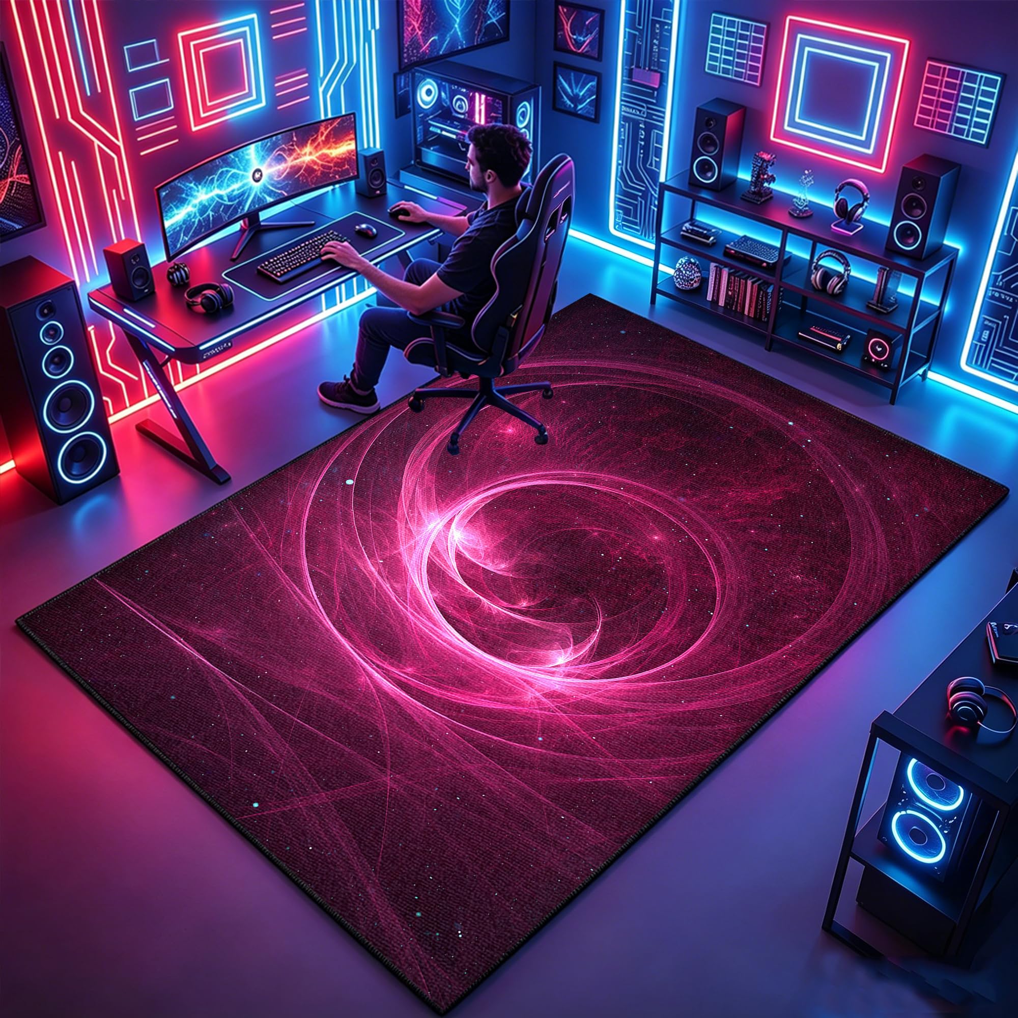 Tapis chambre de garçon gamer grand modèle déco manette de jeu moderne et cosy