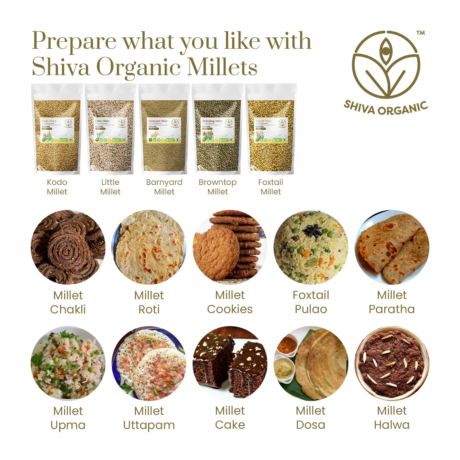 Shiva Organic Millets Barnyard Millet- 500g | Unpolished | High Protein, Gluten-Free | Low-Calorie, Low GI | Sourced from Uttarakhand 500g (17.63 Ounces)