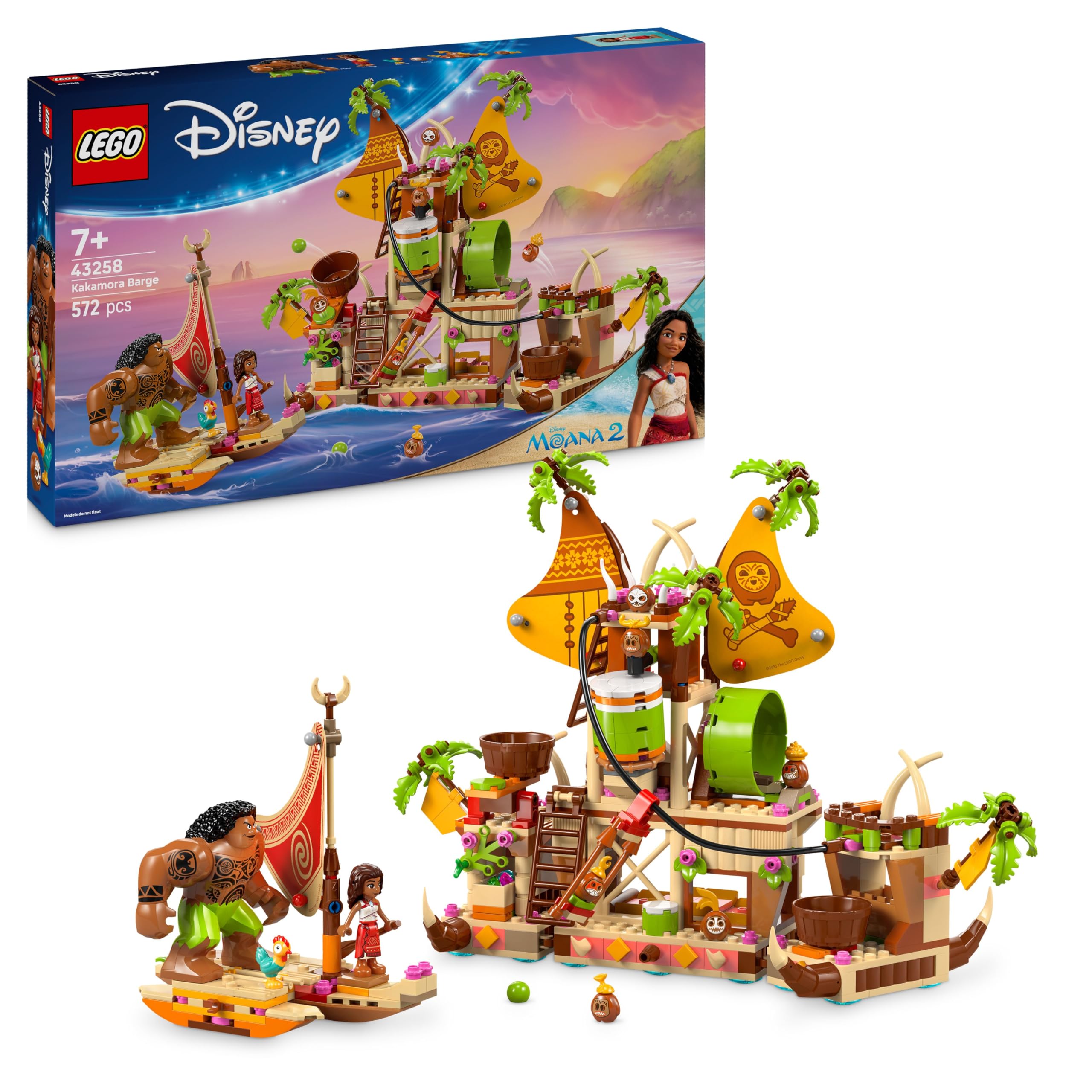LEGO | Disney Oceania 2 Il Barcone dei Kakamora - Giochi da Costruire per Bambine da 7 Anni - Include Modello di Barca, Mini Bambola di Vaiana e Figura Maui - Regalo di Compleanno per Fan - 43258