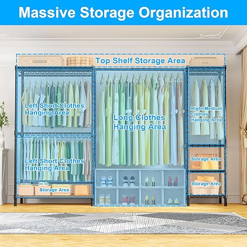 Miniatura 4 de Ulif Perchero E10 (con barra de suspensión elástica), percheros independientes para colgar ropa, sistema organizador de armario ajustable, perchero