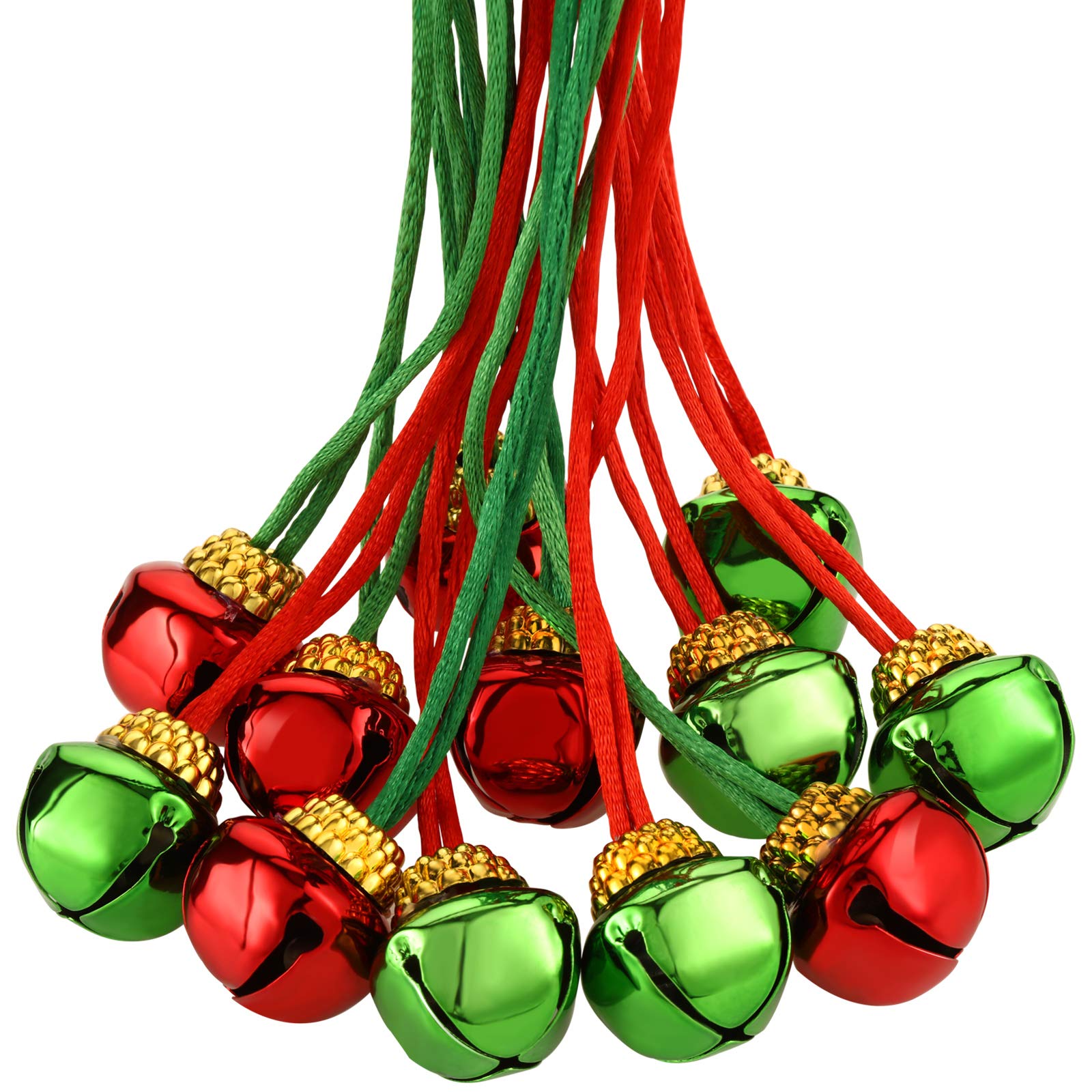 Colliers cloche de Noël rouge et vert | 60 pièces pour fournitures de fête