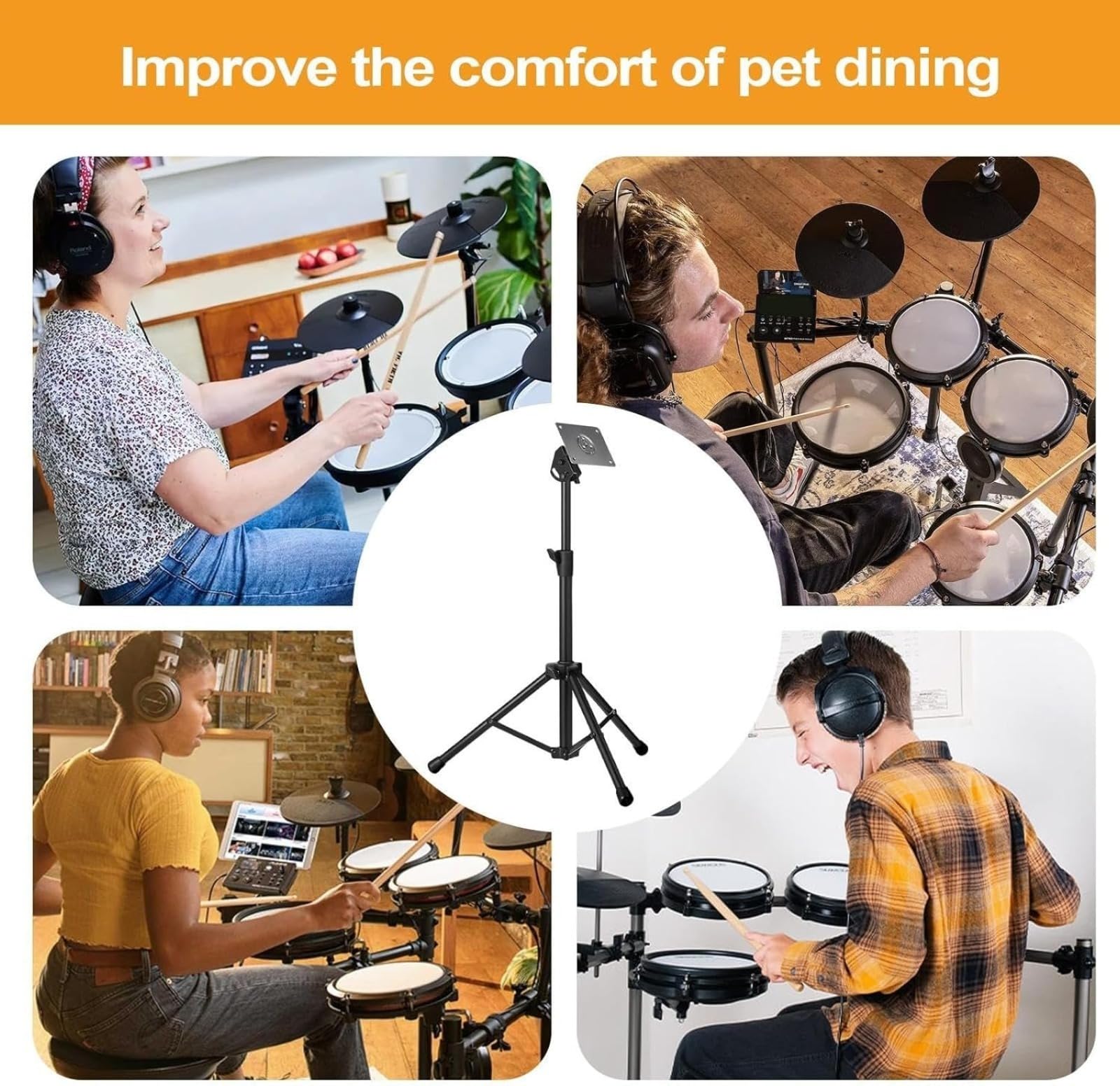 Generico Supporto per Drum Pad - Supporto Regolabile per Rullante - Regolabile in Altezza per Drum Pad per Viaggi Casa Scuola Campeggio e Performance