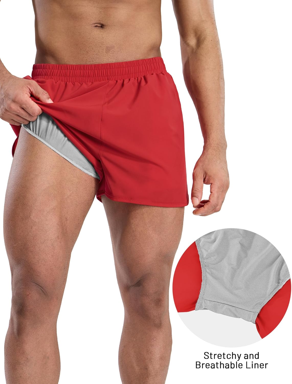 MIER Men’s Athletic Running Shorts with Brief Liner 3 Inch Quick Dry Lined Shorts with Zipper Pockets for Gym Workout - Image 3