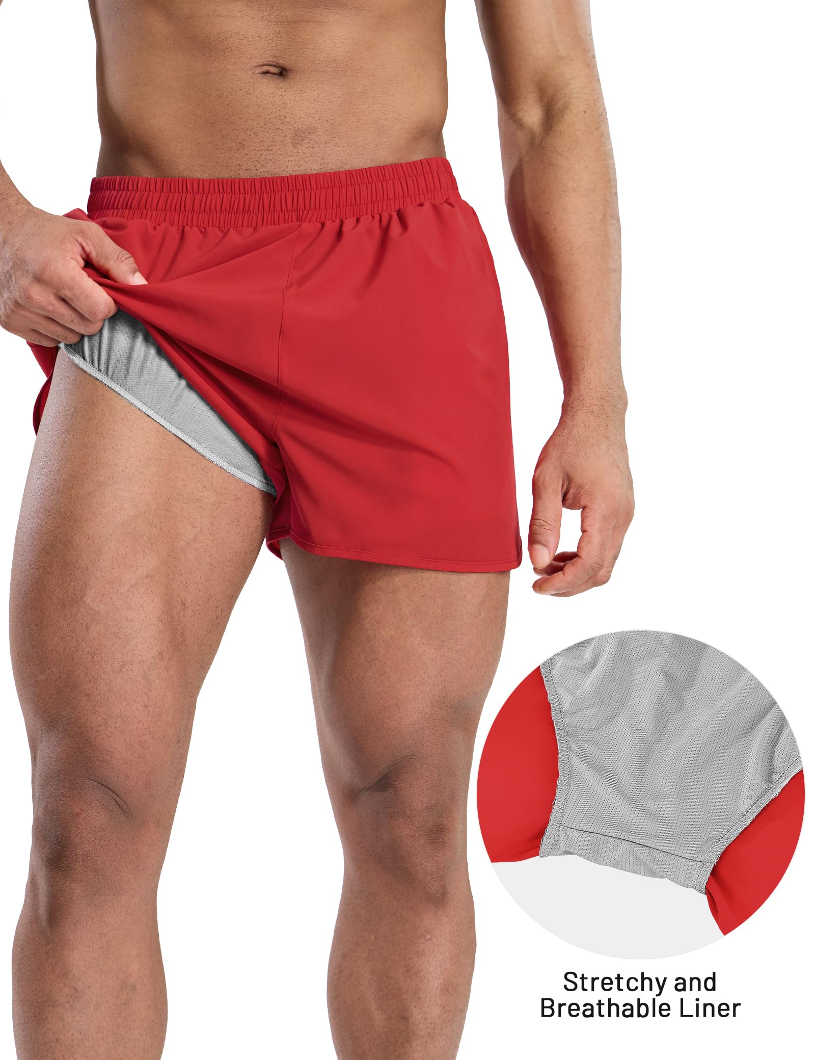 MIER Pantalones cortos deportivos para correr para hombre con forro interior de 7,6 cm, de secado rápido, con bolsillos con cremallera para gimnasio y entrenamiento