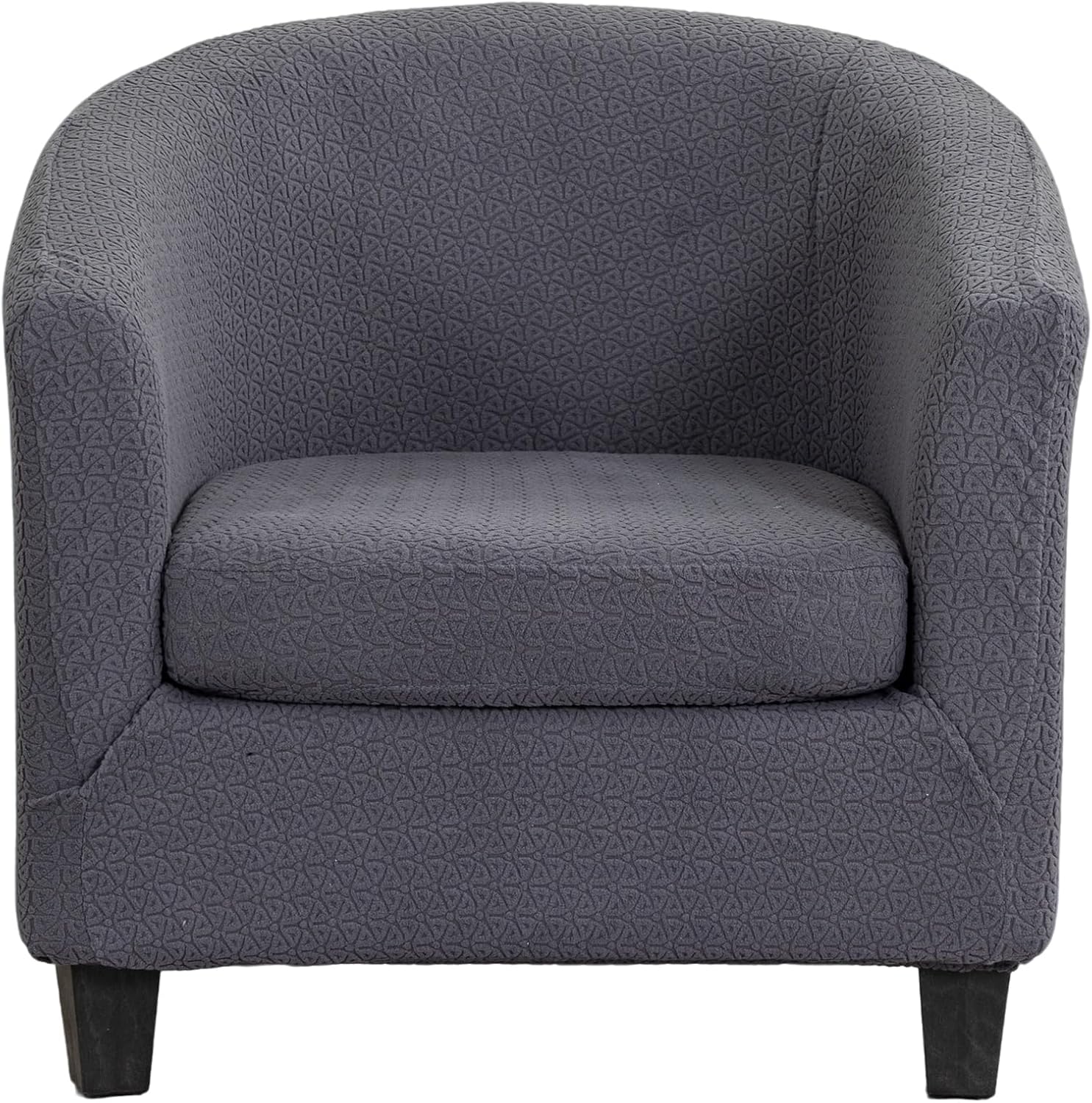 Club Chair Slipcover 2 Piece Jacquard Tub Chair Slipcover Soft Stretch Round Barrel Chair Covers Armchair Covers Furniture Protector for Living Room Hotel Counter Cafe, Dark Grey