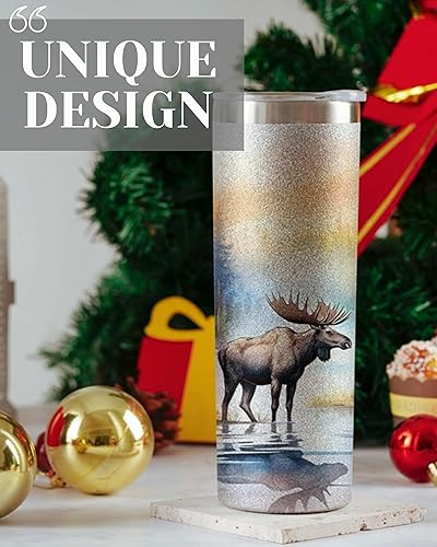 Miniatura 2 de Onebttl Regalos de alce para hombres y mujeres, regalo para los amantes de los alces en el Día Nacional del Alce, cumpleaños y Navidad, vaso aislado