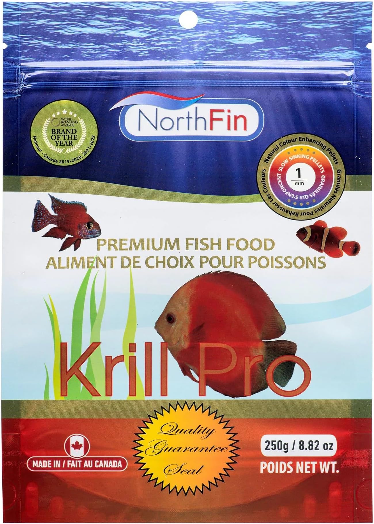 Food Krill Gold 1mm Pellet 250 Gram Package