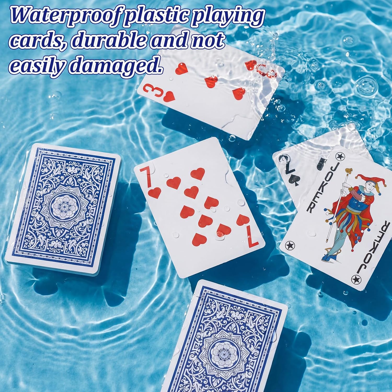 Outus 24 Decks Waterproof Playing Cards Plastic Poker Game Jumbo Index Large Size Waterproof Washable for Texas Holdem Poker Family Game Birthday Party for Beach Pool Camping