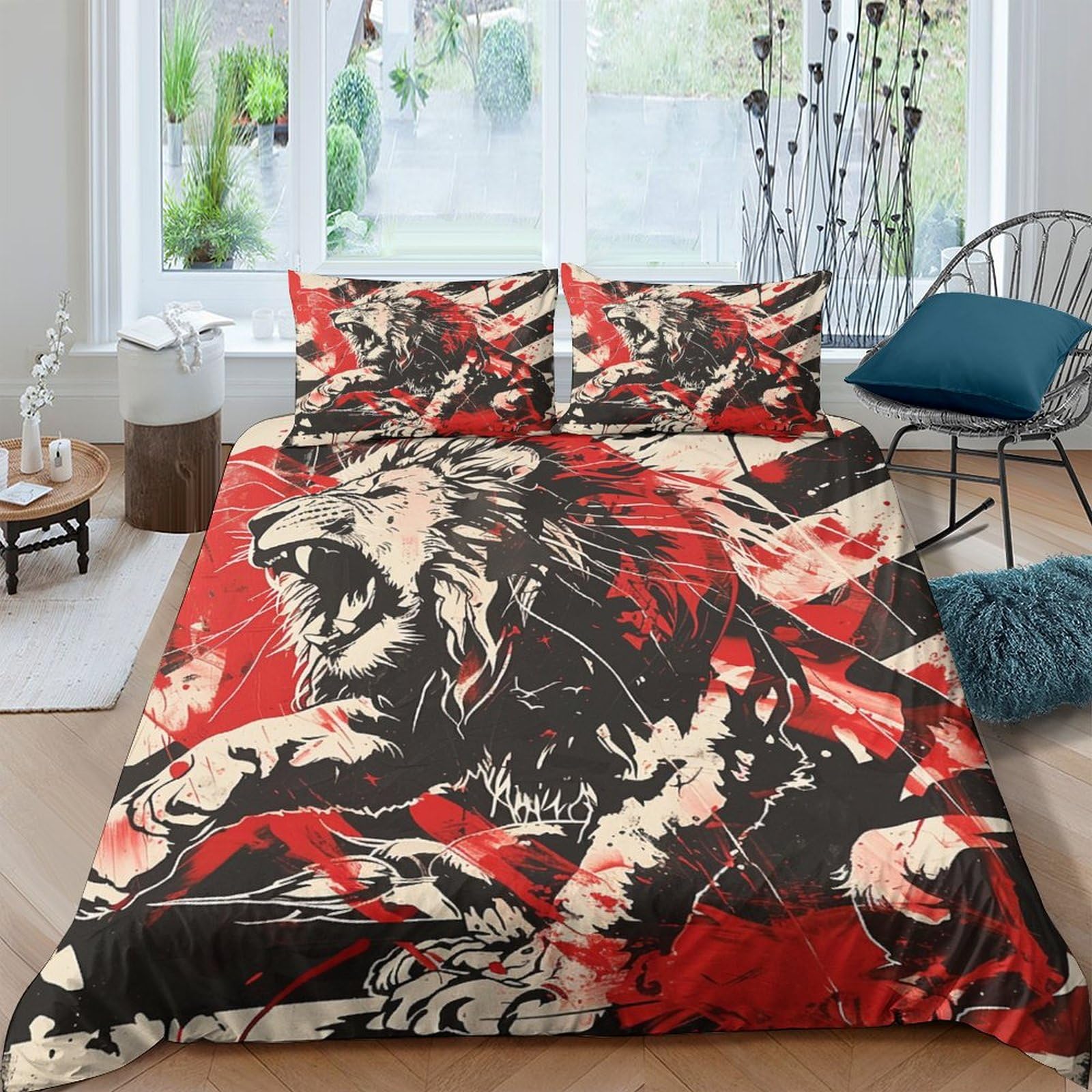 Parure de lit tigre 3D microfibre respirante housse de couette double