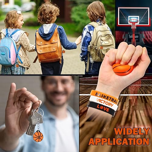 Miniatura 5 de Weysat Juego de 268 piezas de regalos de fiesta de baloncesto para 24 personas, regalos de cumpleaños, tazas de golosinas con pajitas, llaveros,