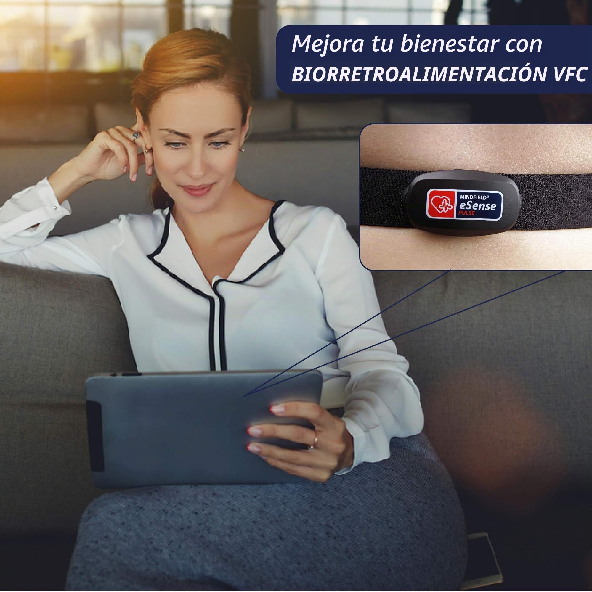 Mindfield eSense Pulse con aplicación para Smartphone | Variabilidad de la frecuencia cardíaca (HRV) Biorretroalimentación y Entrenamiento de la frecuencia del Pulso con Correa de Pecho portátil