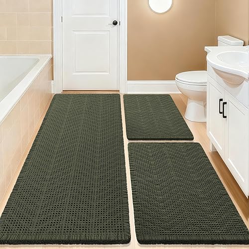 Miniatura 102 de Tapete de baño de punto gofre, moderno, tejido bohemio, absorbente, antideslizante, ultrasuave, lavable a máquina, con borlas, para baño
