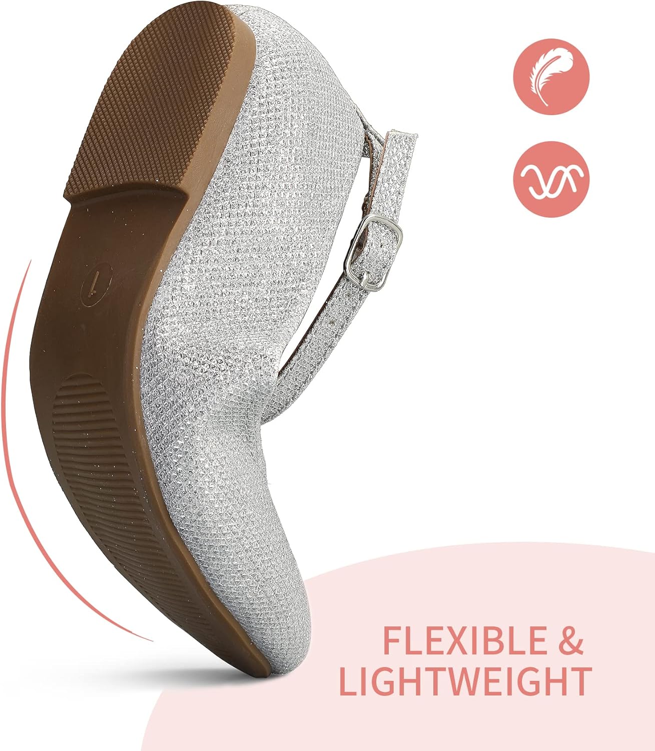 K KomForme Girl's Ballerina Flat Ankle Strap Dress Ballet Flat Shoes(Toddler/Little Kid/Big Kid) - Image 5