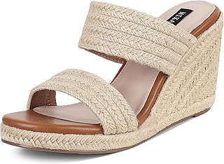 Slip On Wedge Sandals for Women Open Toe Espadrilles Platform Slides Dressy High Heel Beach Summer Sandal Comfortable Wedges Shoe Mules
