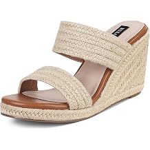 mikarka Wedges Sandals for Women - Open Toe Slide Espadrilles Wedge Heels | Dressy Summer Wedges, Platform Beach Sandals, Slip-On Easy to Walk, Comfort Cushioned Insole, Daily Wear for Casual Vacation