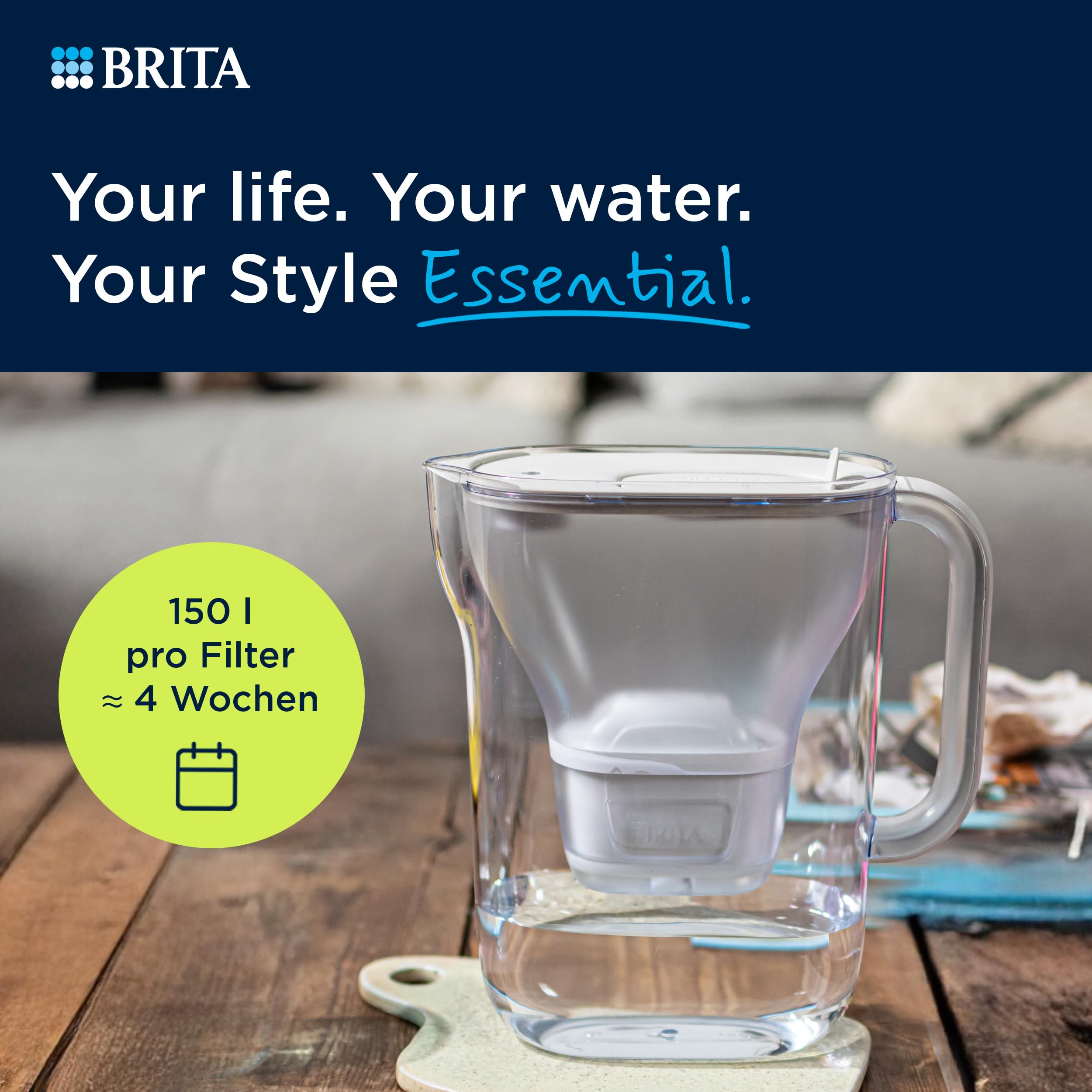 BRITA Wasserfilter-Kanne MAXTRA Style Essential, 2x Extra Kalkschutz Filter - Image 2