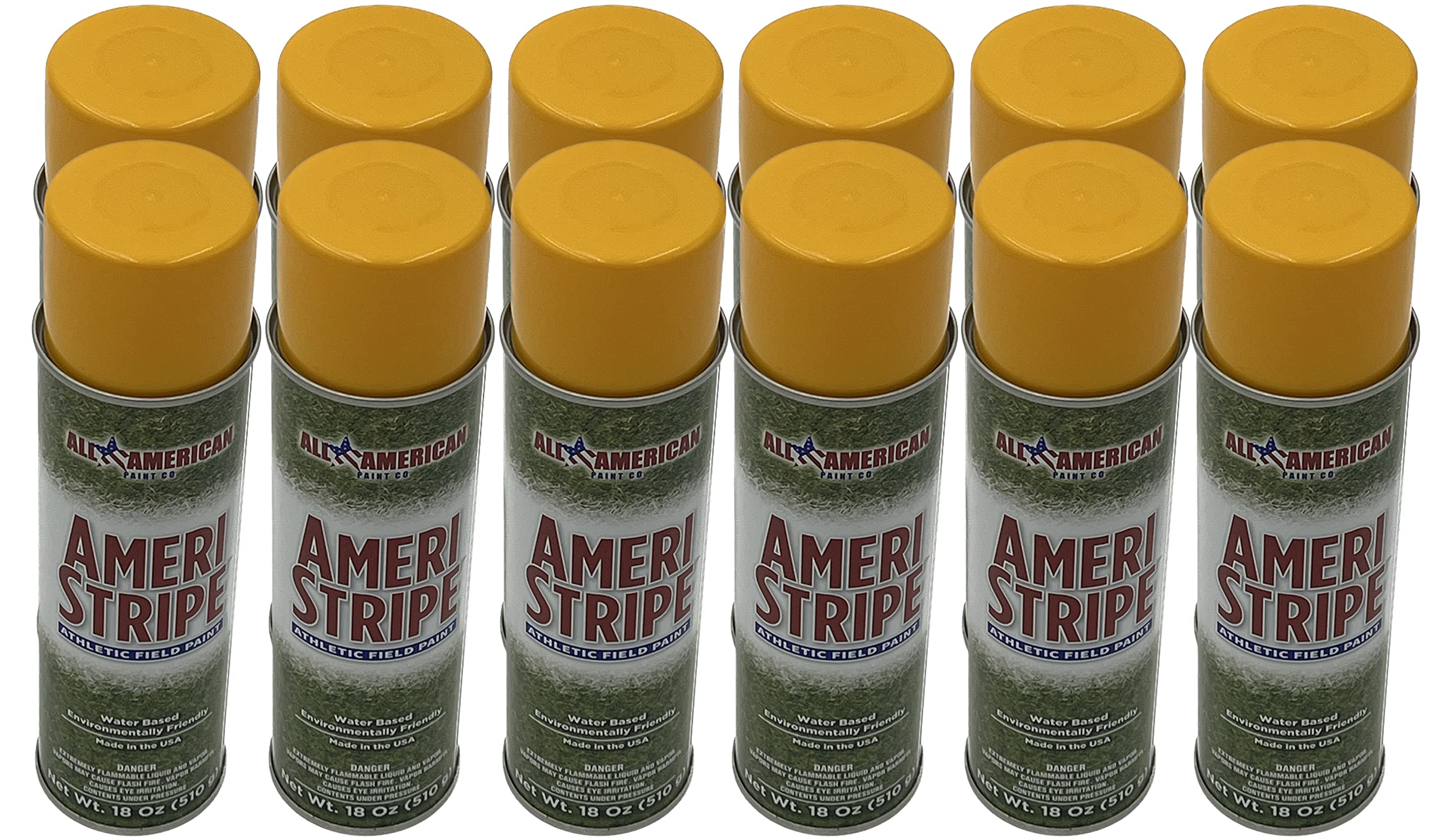 Yellow Athletic Grass Field and Boundary Line Marking Spray Paint - 1 Case (12 Cans) - 18 oz. of Paint per Aerosol Can