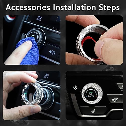 Miniatura 6 de TOMALL Accesorios brillantes para automóvil compatibles con Honda CRV 2017-2022, cubiertas de perilla de aire acondicionado central, cubierta de