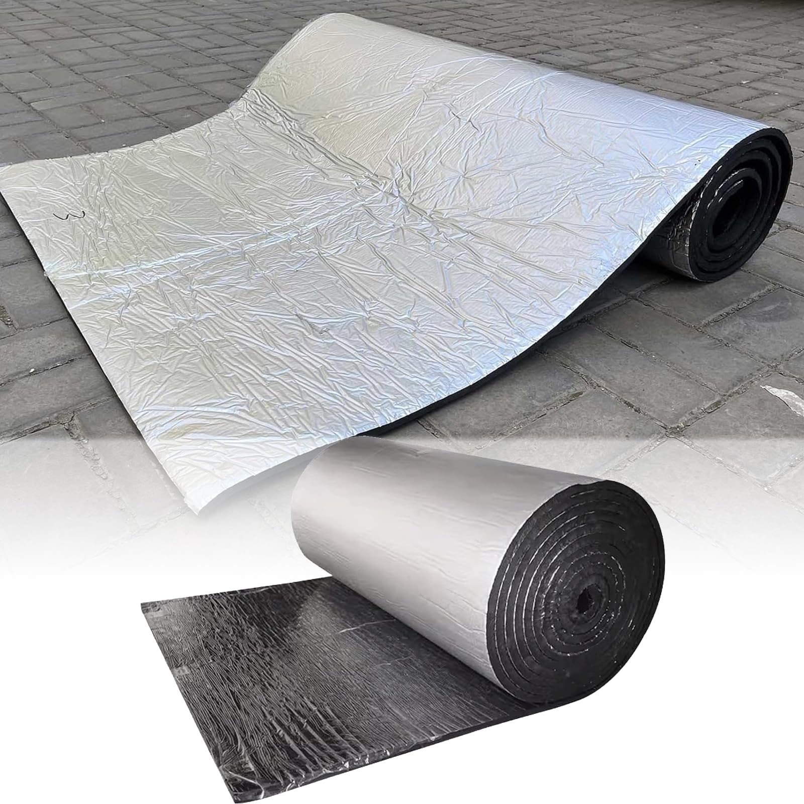 Rollo de aislamiento térmico reflectante, espuma de aluminio autoadhesiva de 5 mm para suelos, techos, puertas de garaje, autocaravanas