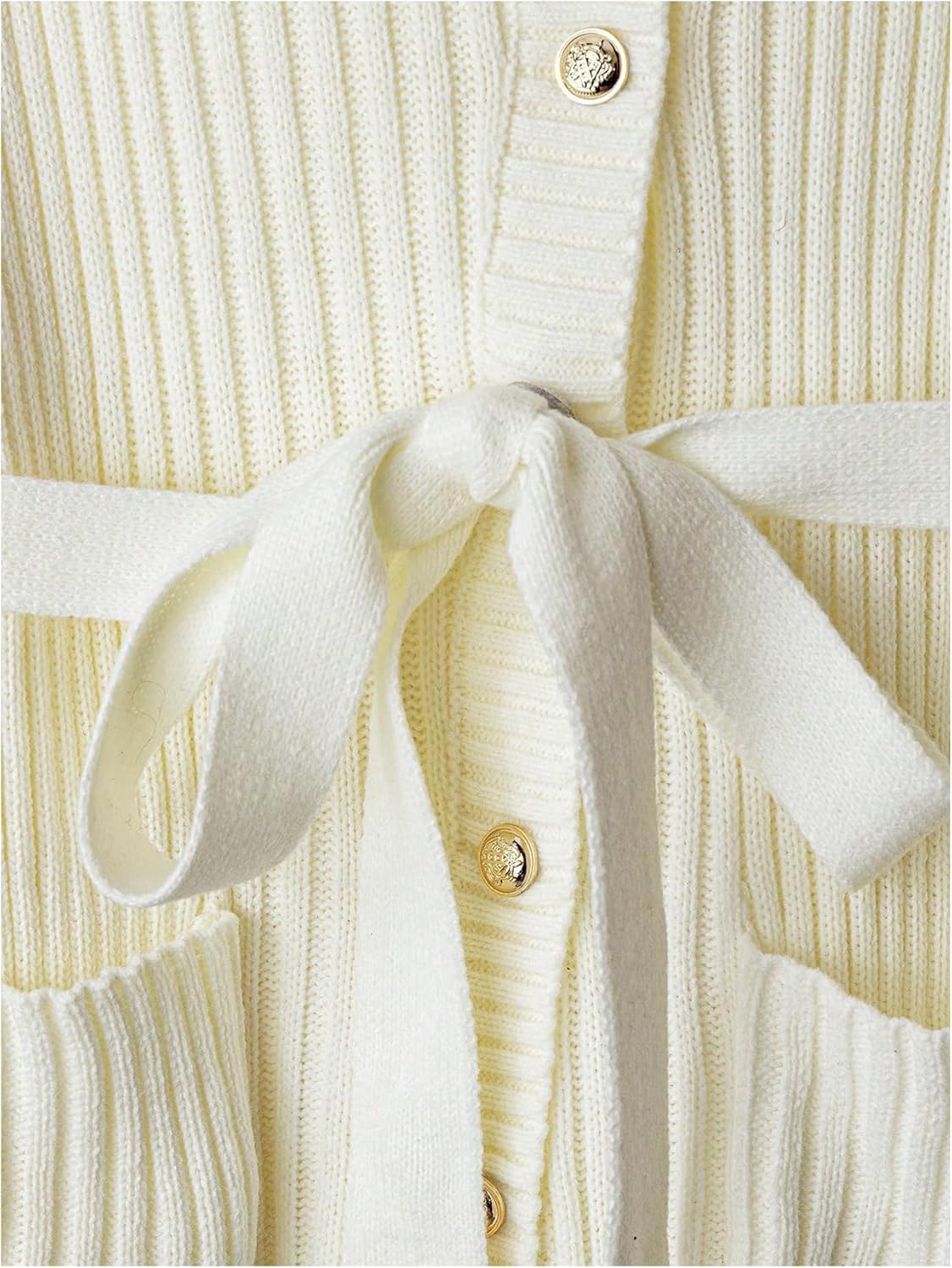 MakeMeChic Women's Wrap Asymmetrical Neck Cardigan Long Sleeve Button Down Belted Business Sweater - Image 4