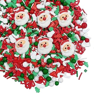 Sentovac Christmas Santa Claus Tree Sprinkle Red Green Mix Sprinkles Edible for Cake Decorating Cookie Cupcake Topper Baking Decorations Halloween Christmas Supplies 3.53 Oz
