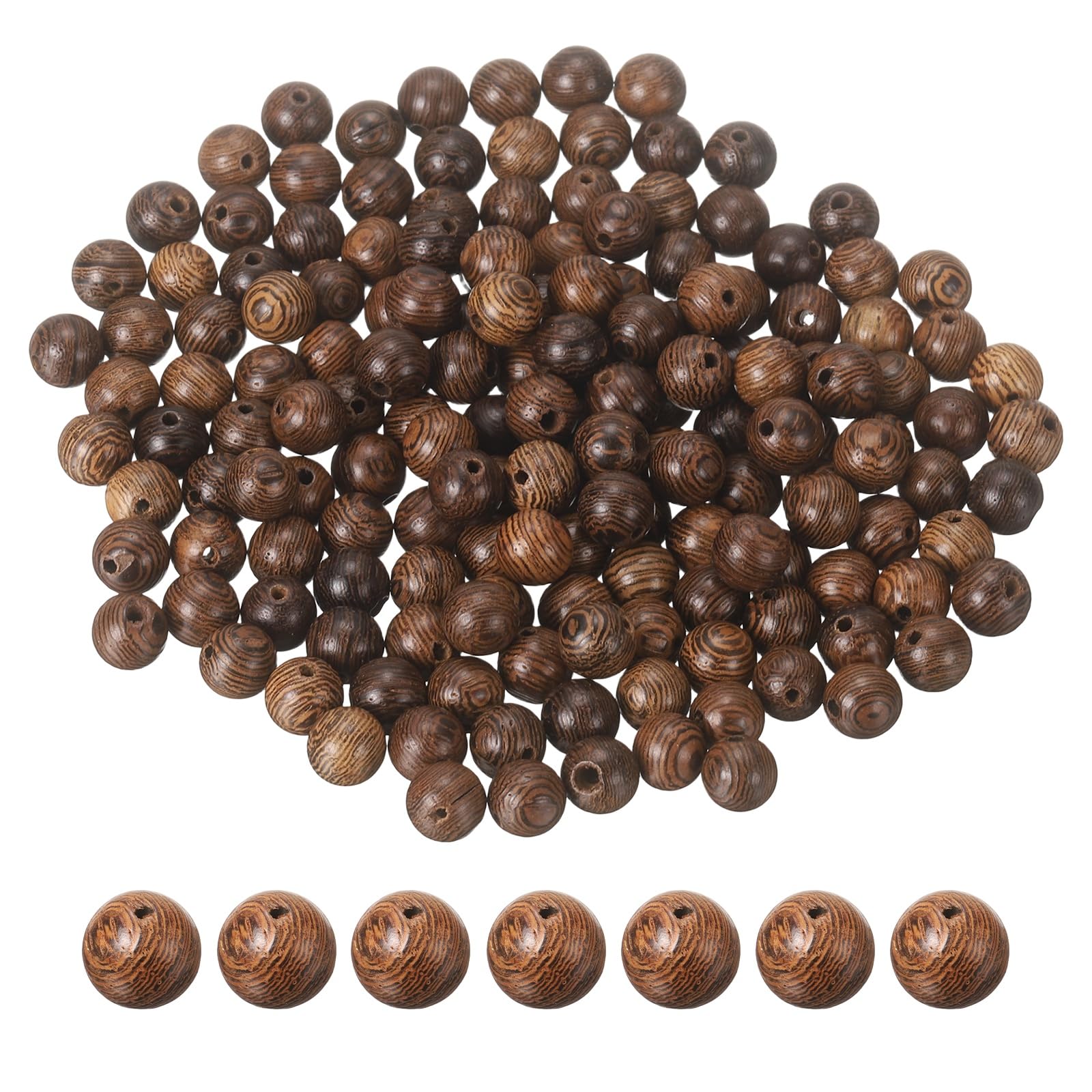 sourcing map 200pcs Round Wooden Beads, 8mm Dia Small Wood Beads for DIY Crafts, Bracelet, Wristlet, Necklace, Jewelry Making, Khaki Brown
