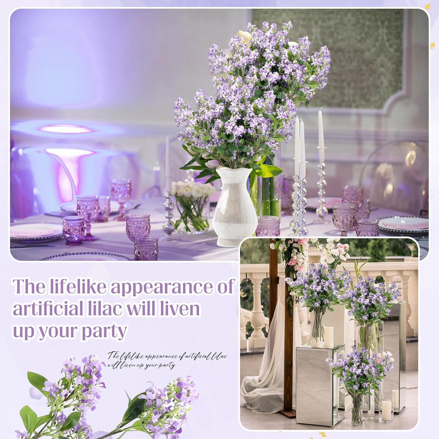 10 Pcs 30" Artificial Lilac Flowers Fake Delphinium Antirrhinum Stem Silk Artificial Flower Branch Floral Arrangement for Vase Centerpieces Wedding Bouquet Home (Purple) - Image 6