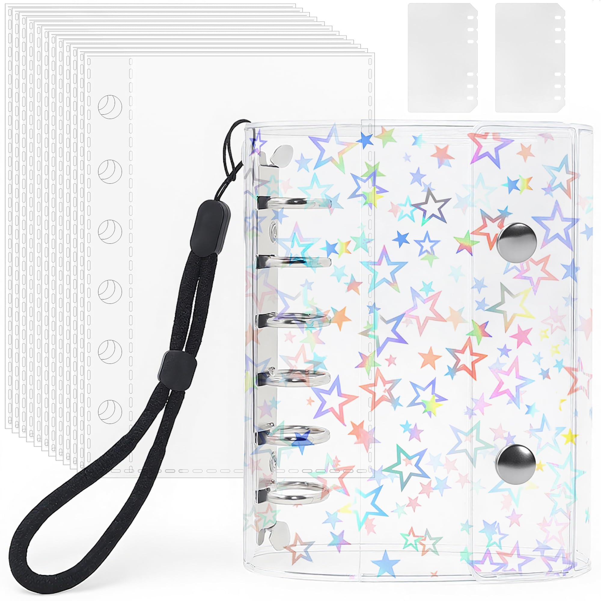 シール帳完成品 A7 キーホルダー付き キーホルダー付き A7 6穴 バインダー シール帳 クリア シール手帳