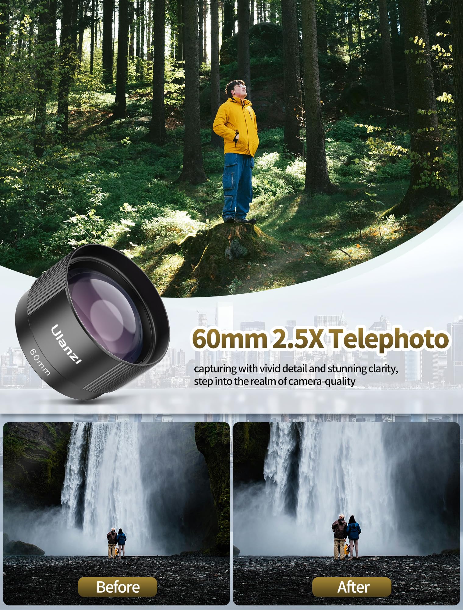 Ulanzi CL-006 60mmテレフォトレンズ Amazon.com: ULANZI CL-006 Phone Telephoto Lens, HD 60mm