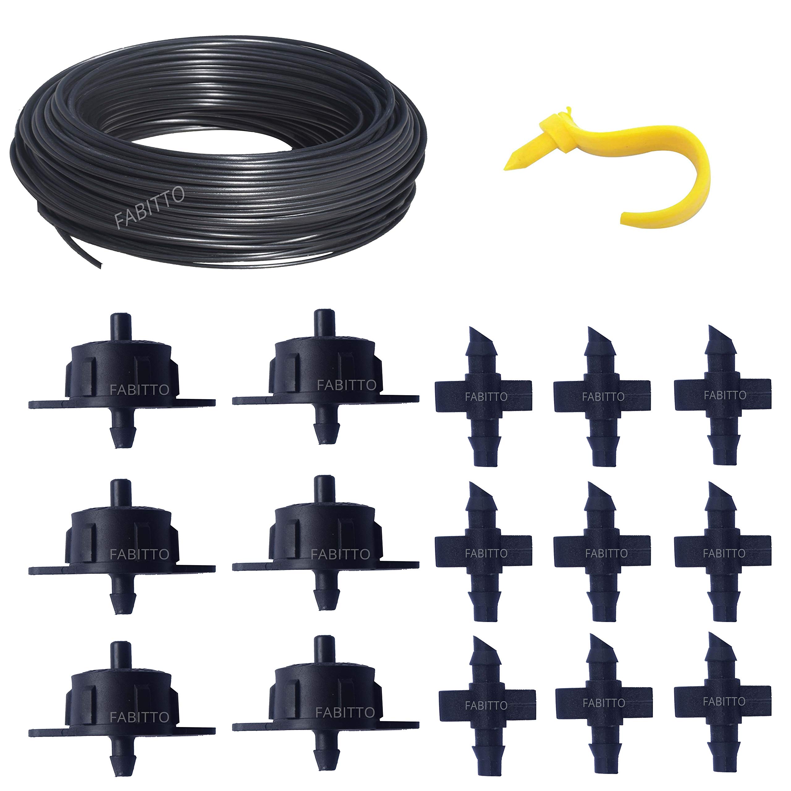FABITTO Drip Irrigation 4mm Pipe Accessories Pin Connectors Emitters/Drippers S puncher Micro Tube 20mtrs Joiners 61pcs for Home Garden Plants. (B088QC1YNC) Amazon Price History, Amazon Price Tracker