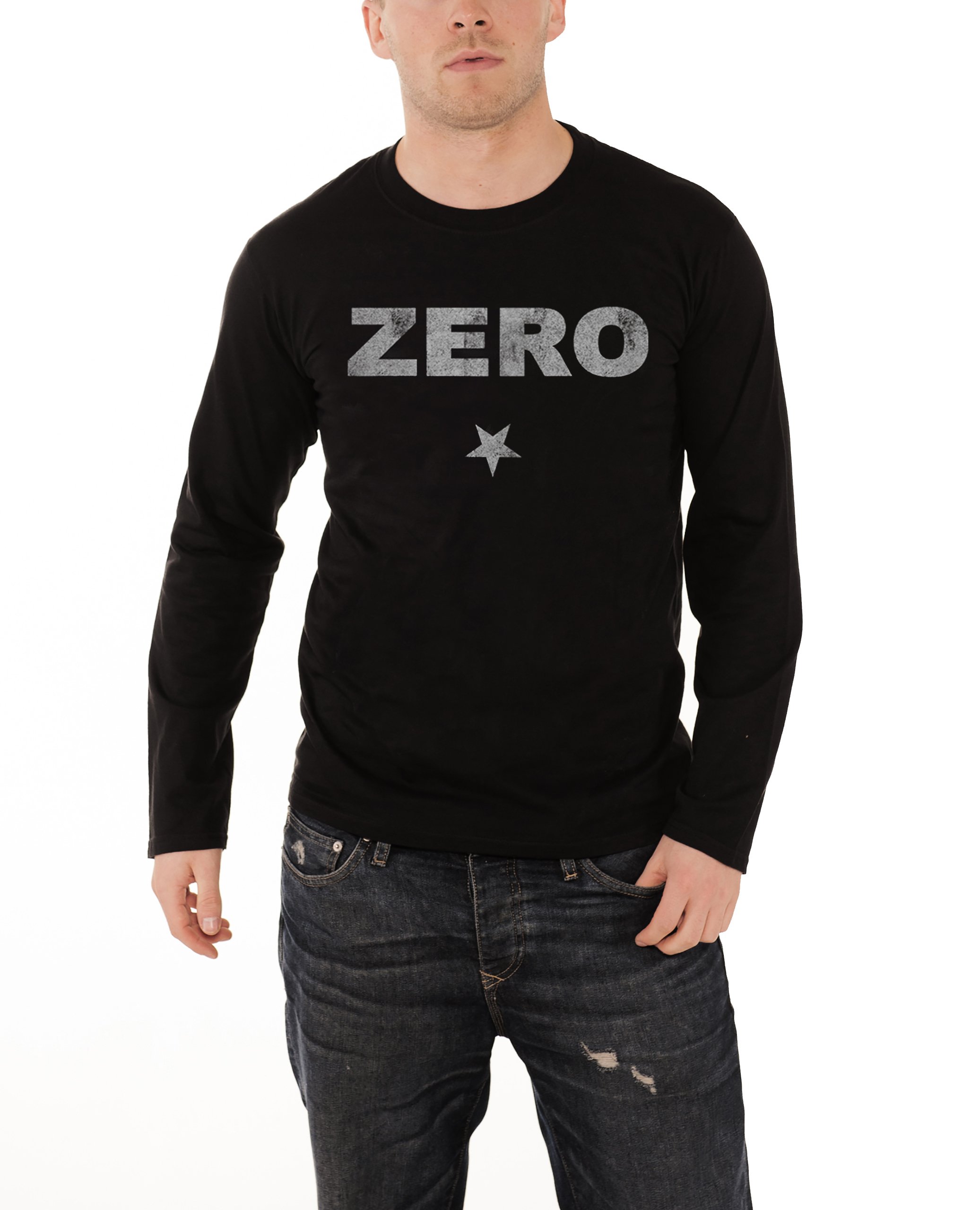 The Smashing Pumpkins Men's Black T Shirt Zero Distressed Long Sleeve Official S
