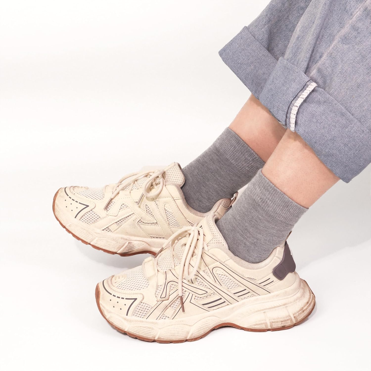 Women Thin Cotton Socks Comfort Breathable Soft Socks Above Ankle Crew Socks 5 Pairs - Image 6