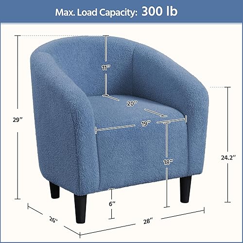 Miniatura 3 de Yaheetech Silla decorativa de respaldo curvo y tela bouclé, silla de club, elegante sillón de velluda tela sherpa, suave y cómodo relleno, apta para