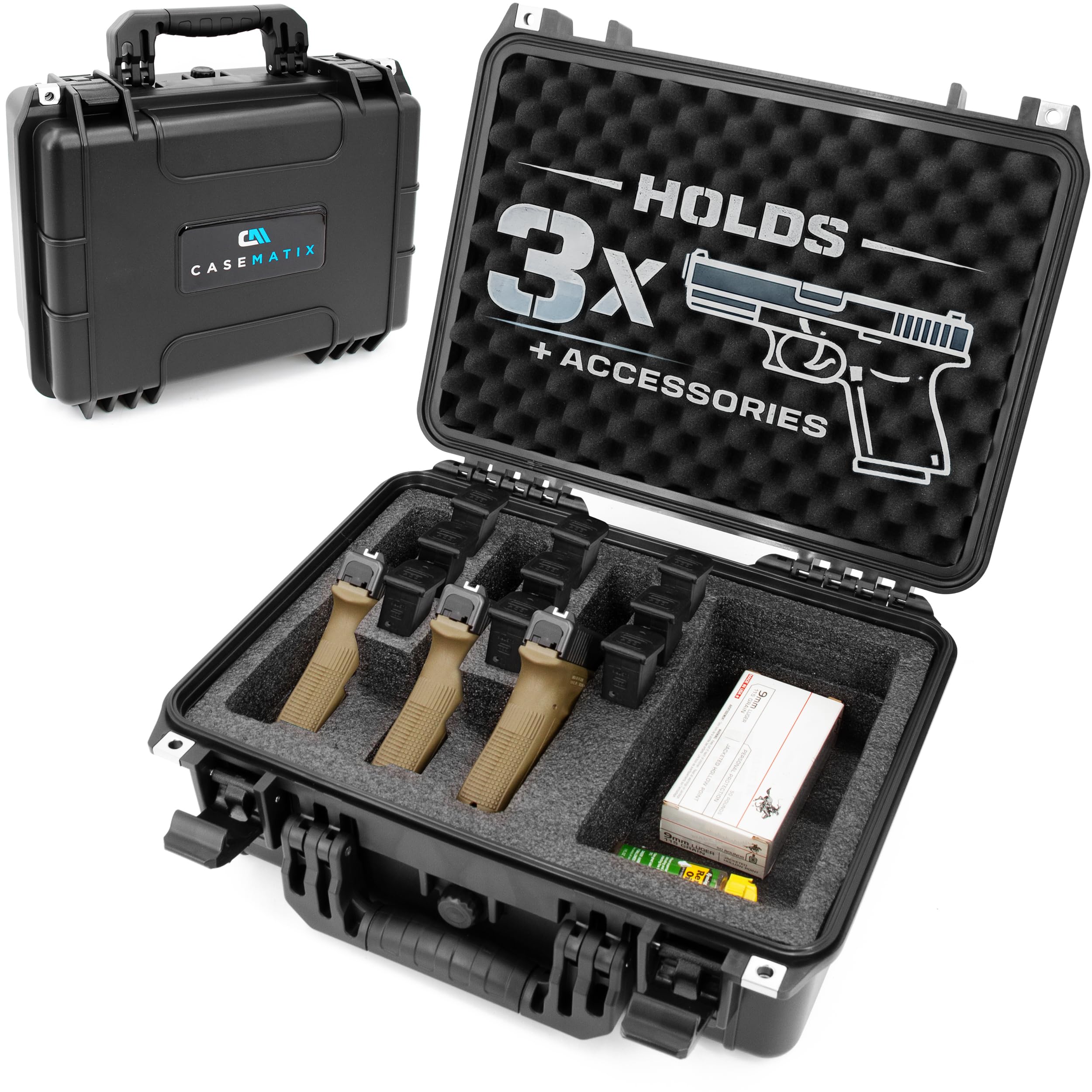 Amazon.com: CASEMATIX TSA Approved 3 Pistol Case - 16