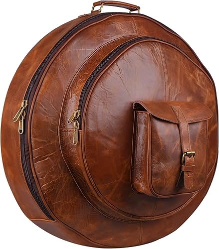 Buffalo - Funda de piel para platillos Bolsa de cuero para platillos Regalo para bateristas Accesorios de cuero para músicos (24 pulgadas)