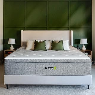 slegox 14 Inch Full Mattress, CertiPUR-US Certified High-Density Slow Rebound Foam, Deep Sleep Medium Firm Hotel Collection Hybrid Mattress with Extra Lumbar & Shoulder Support Pa…