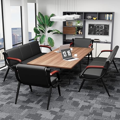 Miniatura 2 de wonline Banco de sala de espera, sillas de recepción de muebles de oficina con brazos, sillas de cuero adecuadas para clínica, aeropuerto, hospital,