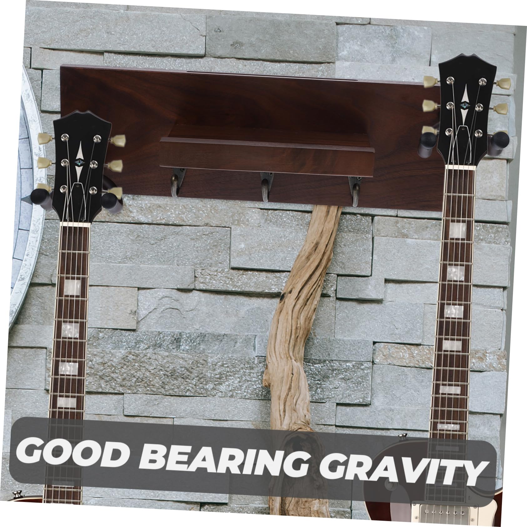 BESPORTBLE Appendi Chitarra da Muro 4 in 1 Supporto per Chitarra | Legno e Metallo, per Chitarra Elettrica e Acustica, Assemblaggio Semplice