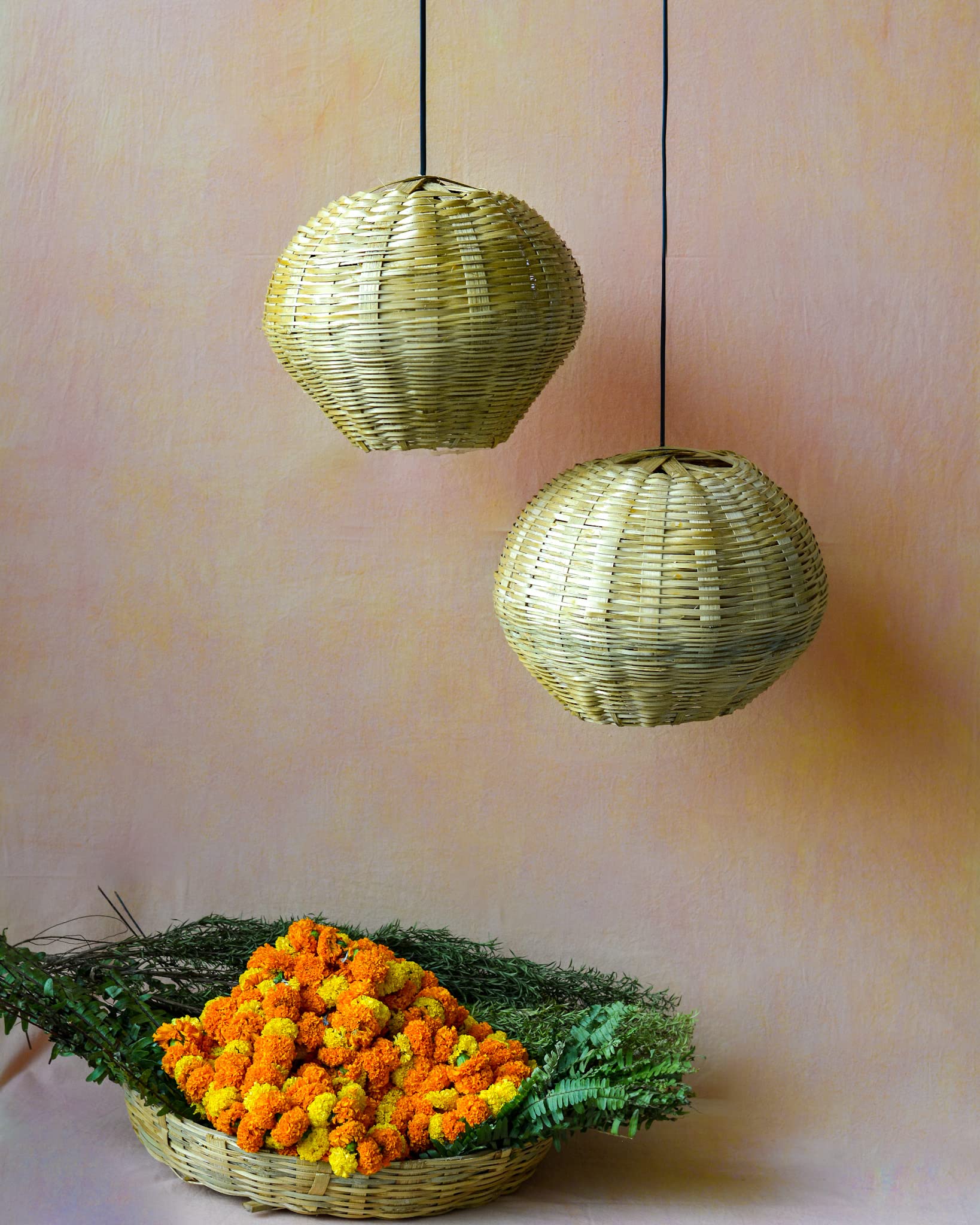 CreateYourTaste - Handicraft Hanging Bamboo Cane Pendant Light Lamp for Diwali & Home Decor, with Wire & Holder (Set of 2) (B09K47HK65) Amazon Price History, Amazon Price Tracker