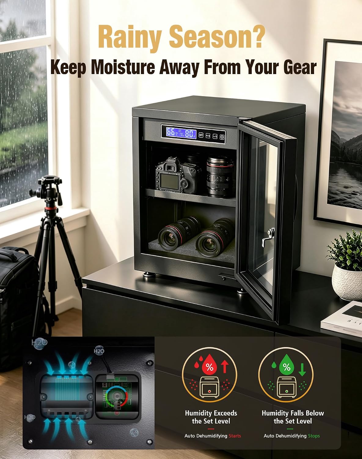 30L Camera Dry Cabinet, Electronic Dehumidifier Storage Cabinet