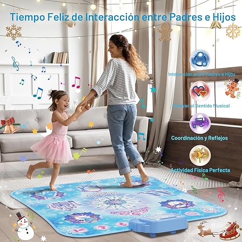 Miniatura 5 de Tapete de baile para niñas de 3 a 12 años, Frozen Toys Electronic Dance Pad con 8 botones y Bluetooth inalámbrico, juego de música, cumpleaños para