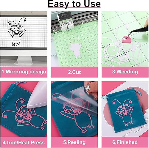 Miniatura 5 de CAREGY Vinilo de transferencia de calor para camisetas de 12 pulgadas x 10 pulgadas. Paquete de 15 hojas de vinilo HTV para planchar