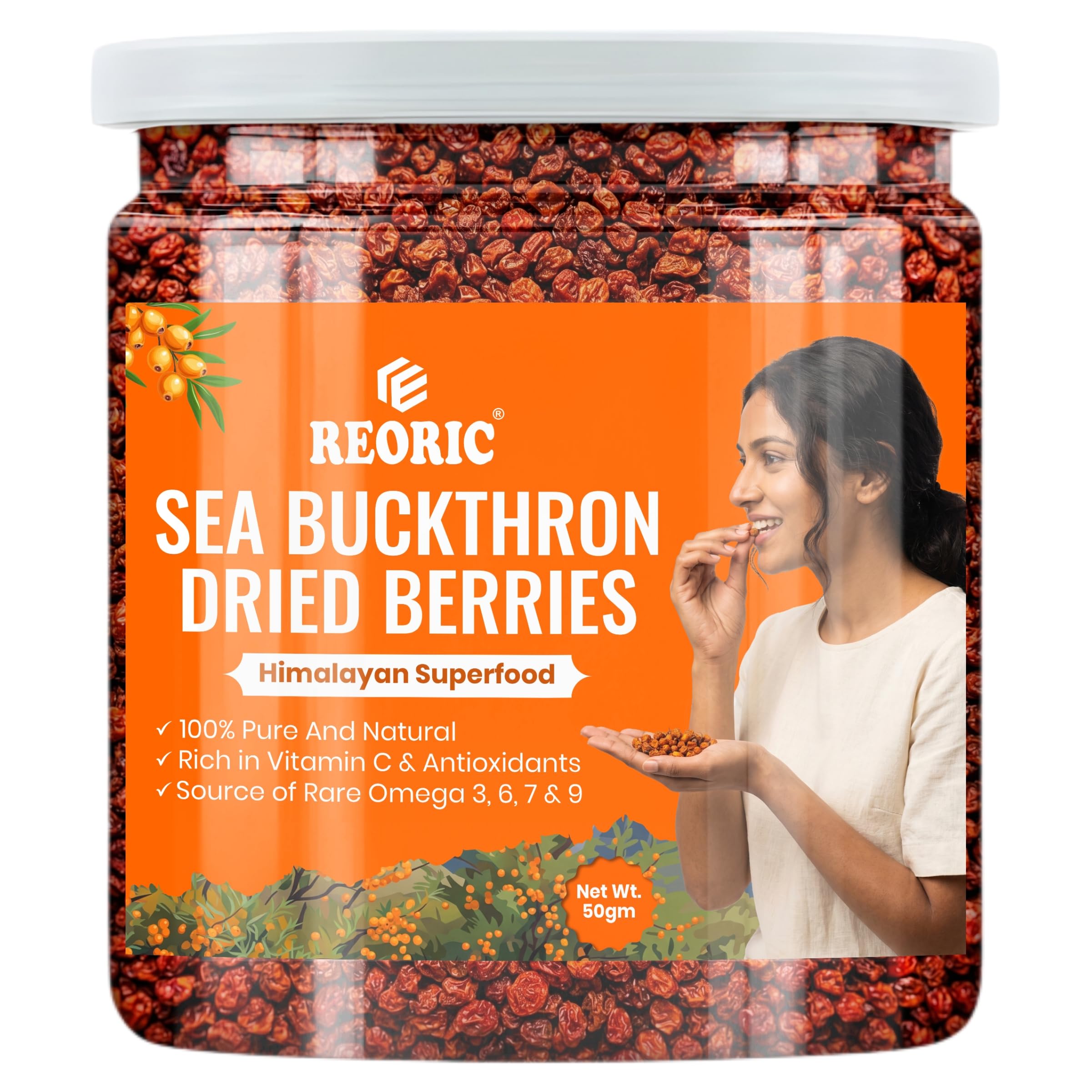 REORIC Sea Buckthorn Dried Berries - 50g, Natural Tangy Fruit, Premium Snack, Culinary Ingredient for Smoothies, Breakfast Bowls and Desserts, 50g Pack-picture-28